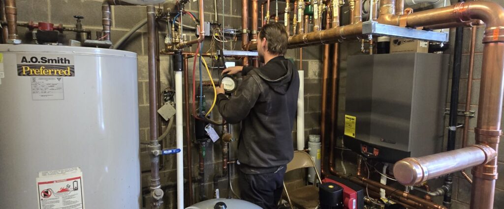 Reduced pressure zone backflow preventer on commercial fire protection system ready for certification testing